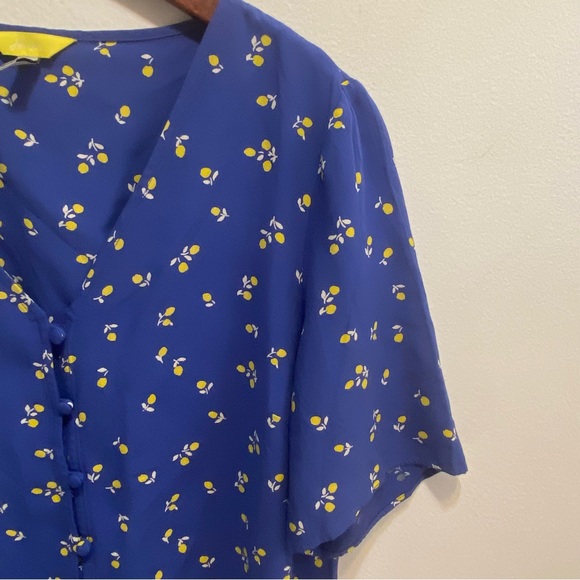 Joules Georgie Lemon Print Blouse 6 - Picture 7 of 9